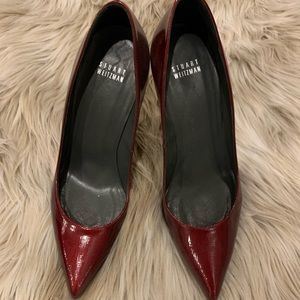 stuart weitzman dark red heels
